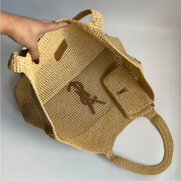 Elegant Tan Crochet Women's Bag - Picture 10 of 16